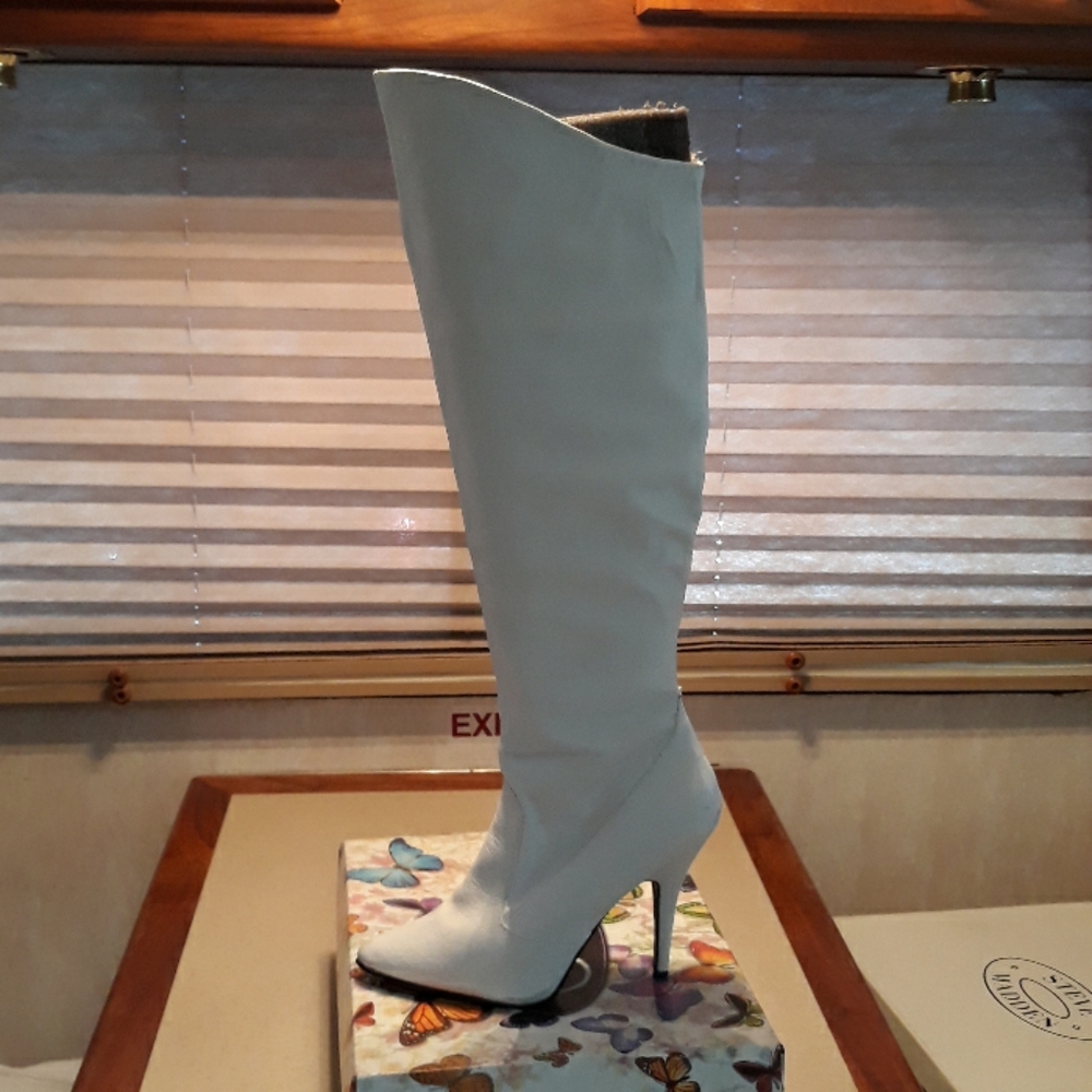 white learher high heel over the knee boots